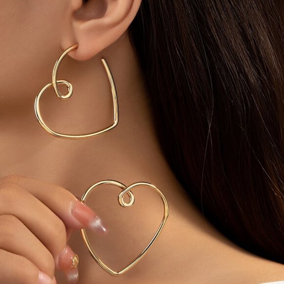 14K Gold Womens Large Heart Hoop Earrings Ladies Big 14 K Silver Hoops Jewelry